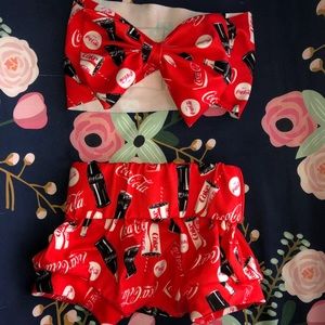 Coca Cola bummies with matching headband